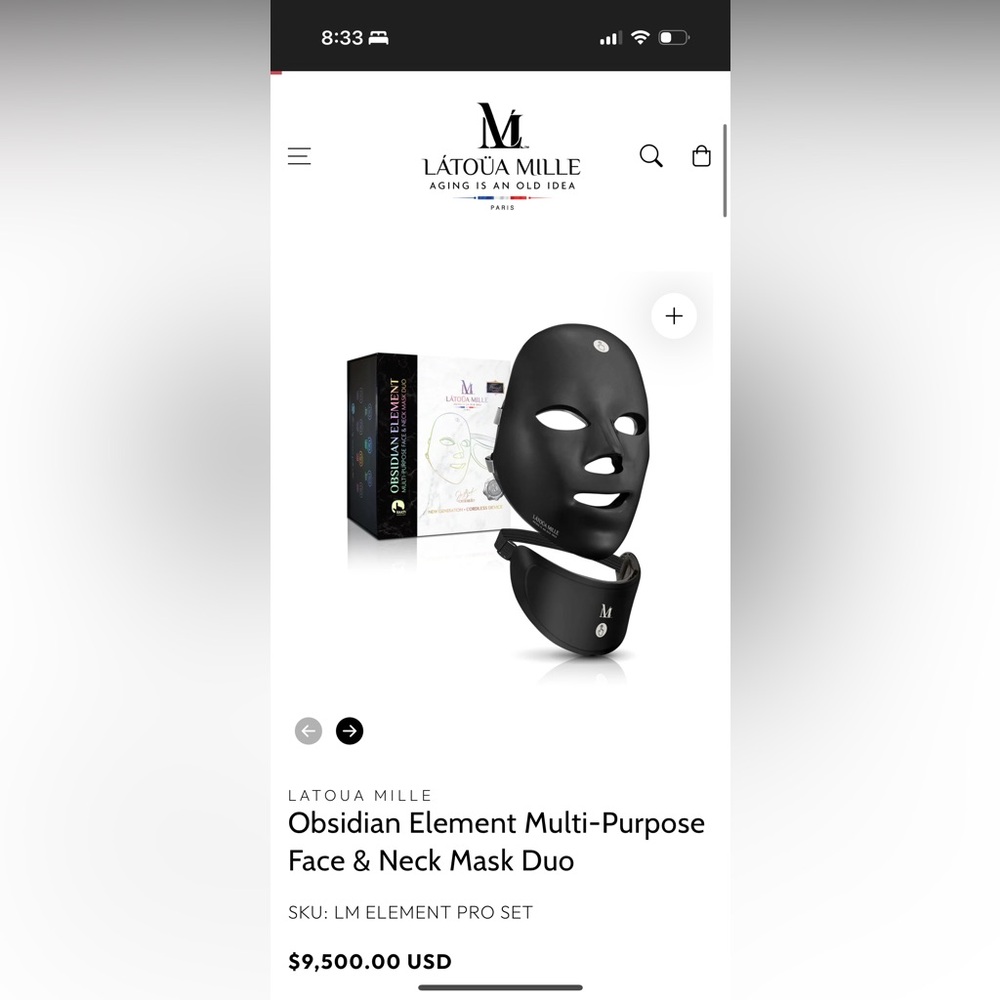 LATOÚA MILLE Obsidian Element Multi-Purpose Face & Neck Mask Duo - Picture 2 of 5